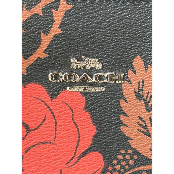 Coach F76681 Surrey Carryall Thorn Roses Print Black Leather Satchel Pre-owned - Picture 3 of 16